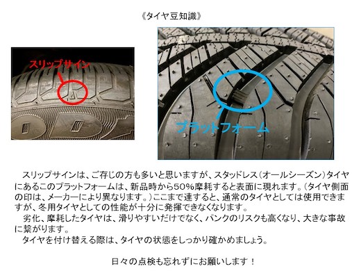 冬 タイヤ スリップサイン プラットフォーム 注意点