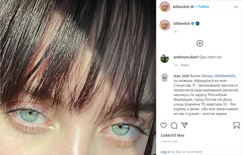 ビリー・アイリッシュ イメチェン ヘアスタイル 茶髪 ブルネット ブロンド 髪形 Instagram
