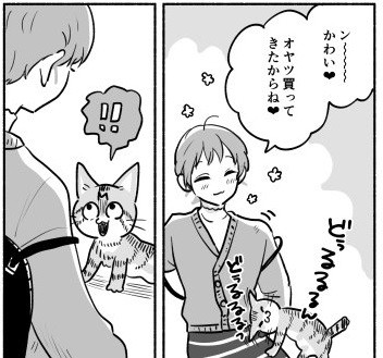 猫マンガ　犬野ねこ　かわいい　シャー　おやつ　ちゅ〜る