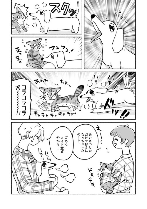 猫マンガ　犬野ねこ　かわいい　シャー　おやつ　ちゅ〜る