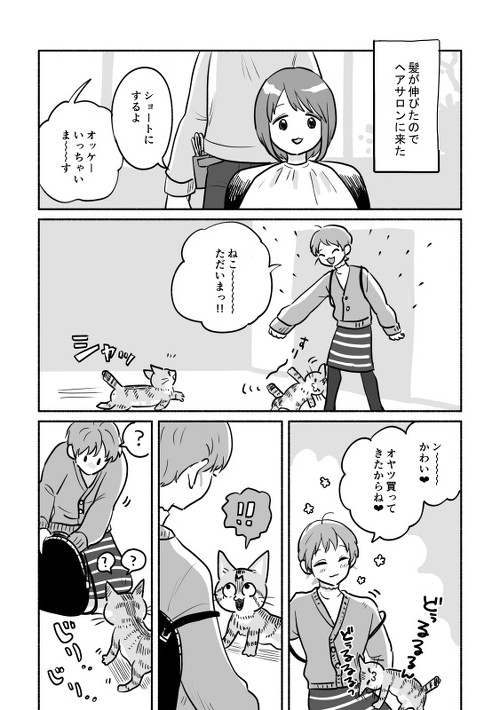 猫マンガ　犬野ねこ　かわいい　シャー　おやつ　ちゅ〜る