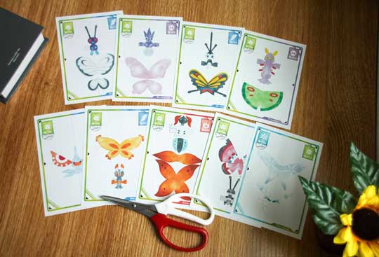 紙 作品 昆虫 蝶と蛾 ポケモン 切り紙 標本 ペーパークラフト