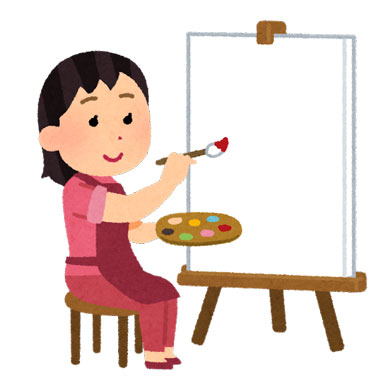 いらすとや「油絵をかく女性」の図