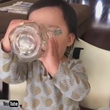 「Baby Girl Loves Drinking Green Celery Juice - 1042516」