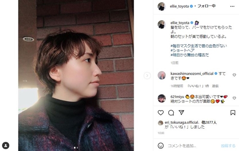 豊田エリー イメチェン ショートカット 柳楽優弥 夫