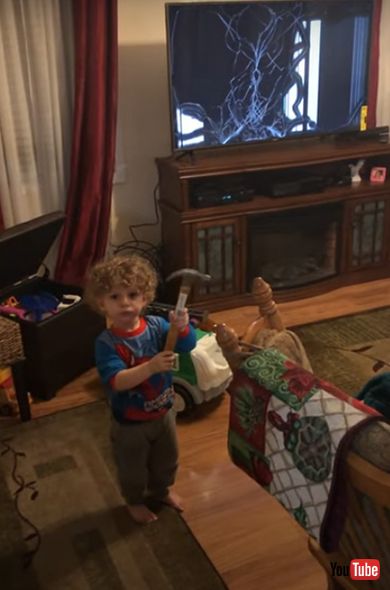Kid Breaks TV With Hammer but Blames His Sister || ViralHog