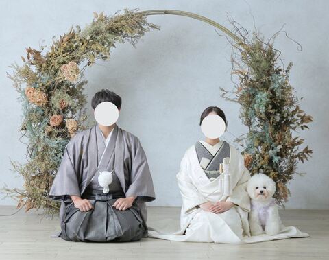 記念撮影と犬
