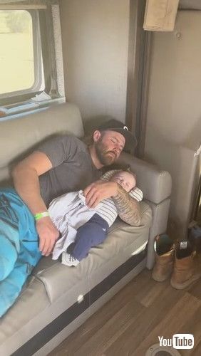 「Baby Tries to Bail From Couch Nap With Dad || ViralHog」