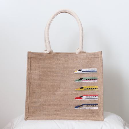 無印良品 無印 ジュートバッグ 新幹線 刺しゅう のぞみ はやぶさ ドクターイエロー こまち かがやき