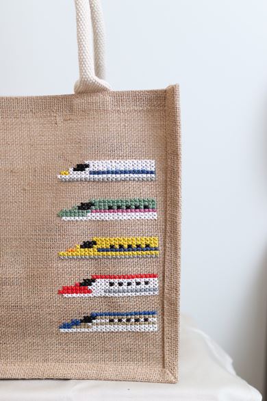 無印良品 無印 ジュートバッグ 新幹線 刺しゅう のぞみ はやぶさ ドクターイエロー こまち かがやき