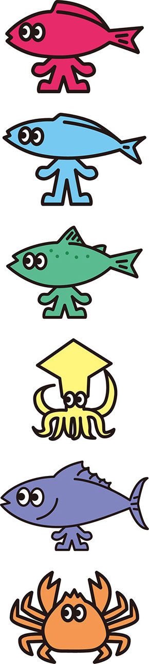 6種類のおさかなエレメント