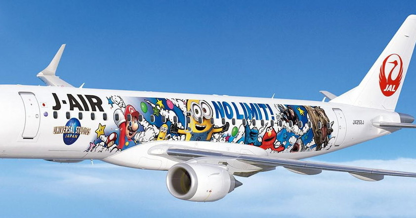 JAL飛行機模型！ユニバーサルスタジオジャパン仕様 わぁぁマリオもいるよ！ 「JAL×ユニバーサル・スタジオ