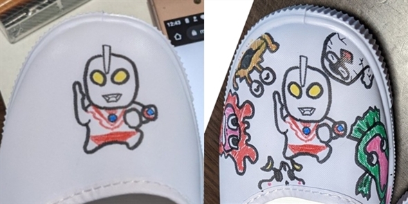 上履きに描いたウルトラマンやウルトラ怪獣（1）