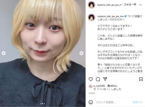 アンゴラ村長 金髪 垢抜け TikTok 現在 にゃんこスター