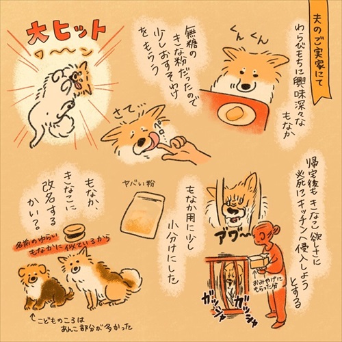 やばい粉 犬 もなか きな粉