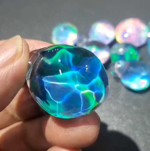 ガラス 人工オパール 宝石 ハンドメイド アクセサリー 星の欠片