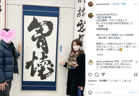 中山秀征 白城あやか 中山みき 宝塚歌劇団 書道 独立書展 佳作 夫婦 インスタ