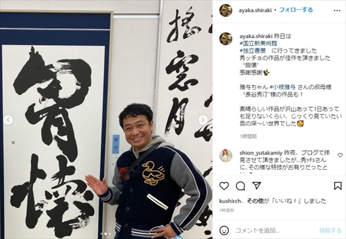 中山秀征 白城あやか 中山みき 宝塚歌劇団 書道 独立書展 佳作 夫婦 インスタ