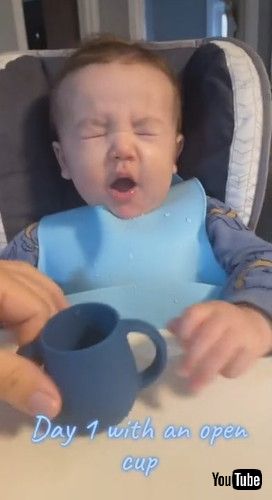 「Baby's Still Getting Used to Drinking from an Open Cup || ViralHog」