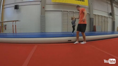 「Toddler Trains For Gymnastics With Dad - 1284197」