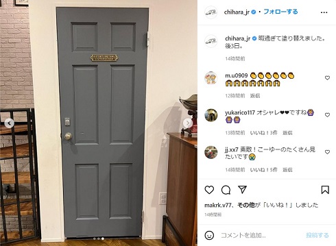 塗り終わった千原ジュニア宅のドア