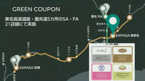 東名・圏央道の一部SA／PAで提供するEVオーナー専用特典