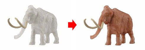 「プラモデル図鑑　マンモス」外皮の色が変わる様子