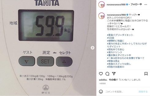 産後ダイエット中の平野ノラ