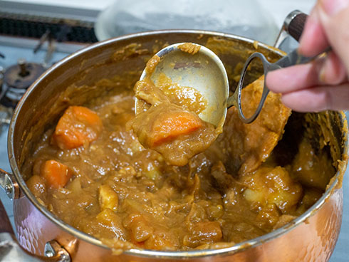 寒天を入れたカレーを再加熱したところ