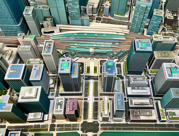 会社員 紙 2030 東京 丸の内 都市 模型 ペーパークラフト