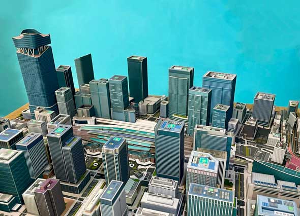 会社員 紙 2030 東京 丸の内 都市 模型 ペーパークラフト