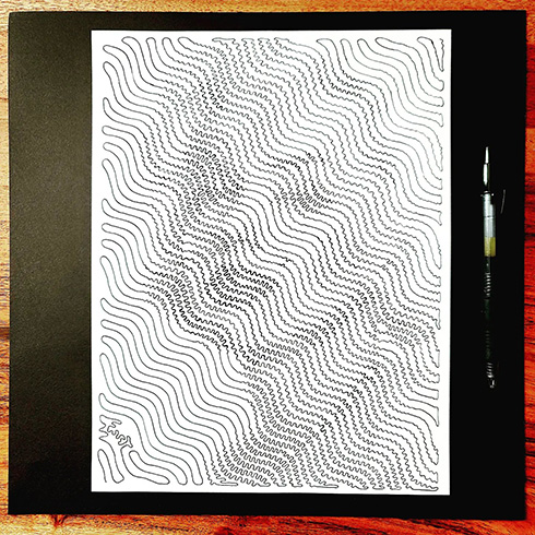 よく見るとすべての線が…？！　一筆書きで制作された絵が緻密ですごい