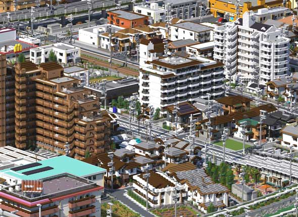 マインクラフト 郊外の街並み リアル 再現 日本 建物 家 製作 味噌汁市