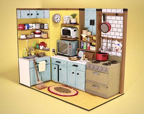 画用紙で作ったキッチン・全景