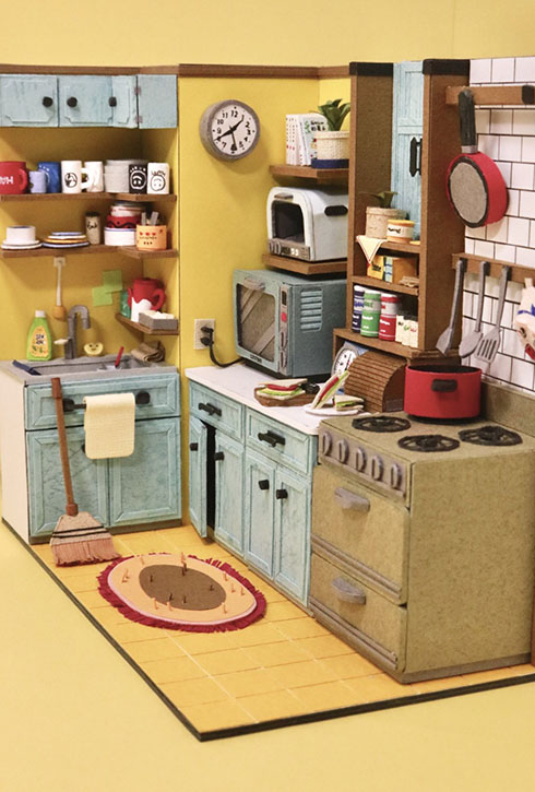 画用紙で作ったキッチン・横アングル
