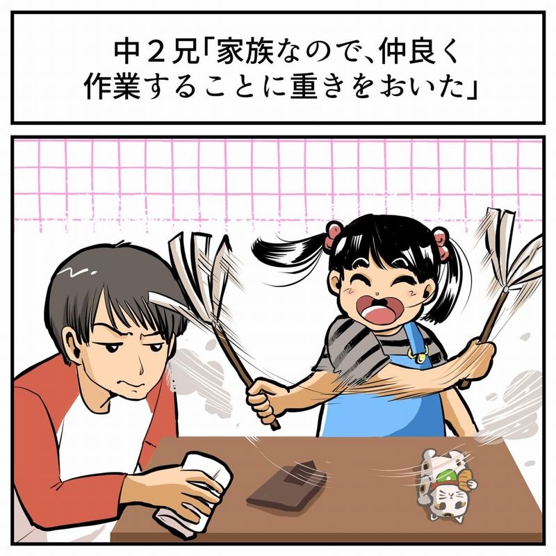 「家族なのでいかにきれいにするかよりも、仲良く作業することに重きをおいた」　兄妹で大掃除をした後の兄の感想があまりにも“本質”だった
