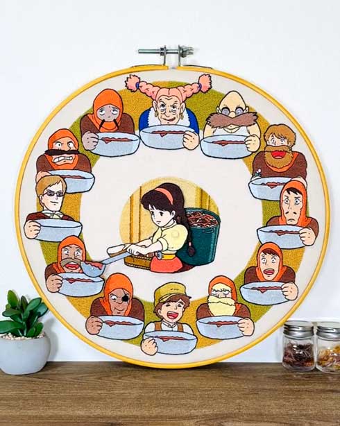 天空の城 ラピュタ 無限おかわり時計 刺しゅう シータ ドーラ一家 パズー ムスカ