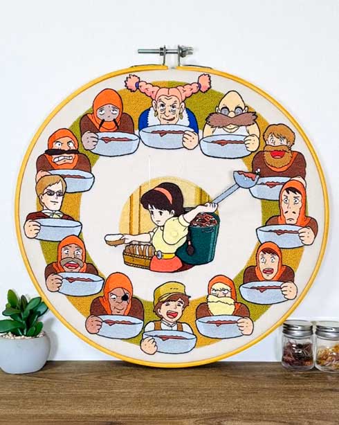 天空の城 ラピュタ 無限おかわり時計 刺しゅう シータ ドーラ一家 パズー ムスカ