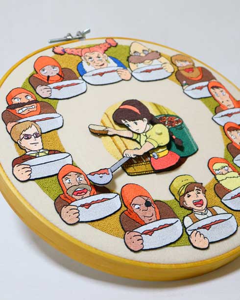 天空の城 ラピュタ 無限おかわり時計 刺しゅう シータ ドーラ一家 パズー ムスカ