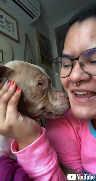 飼い主さんにキスするワンコ