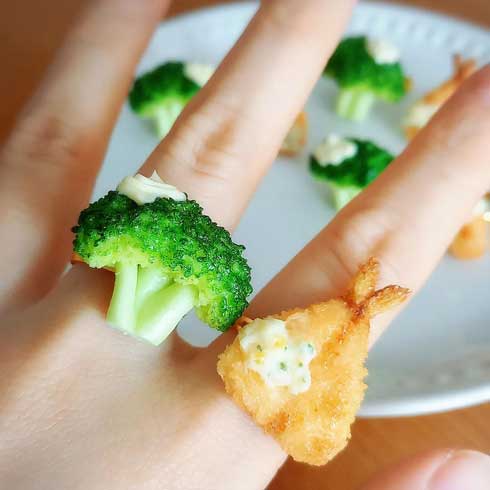 あじフライ ブロッコリー 指輪 食品サンプル アクセサリー