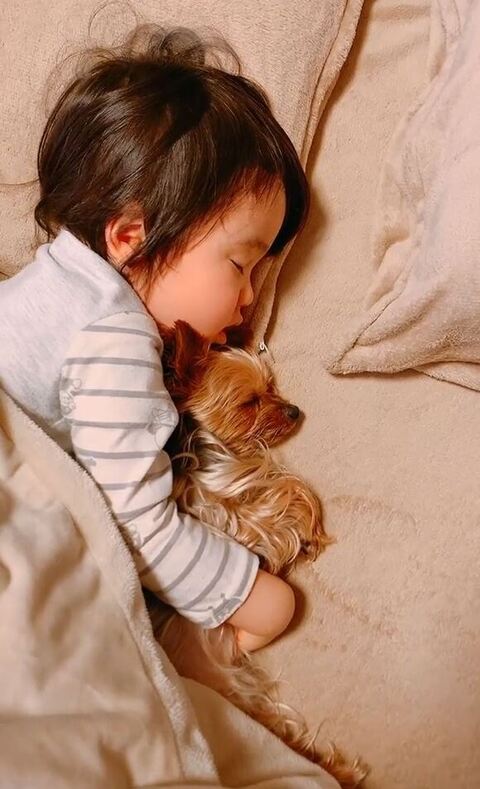 寝てるふたりに少し近づく