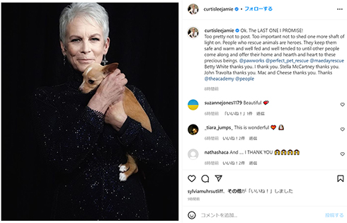 ジェイミー・リー・カーティスと保護犬