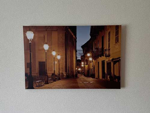 ニトリ LEDキャンバスポスター ストリートランプ 光る