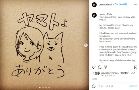 愛犬が天国に旅立ったことを伝えた杏