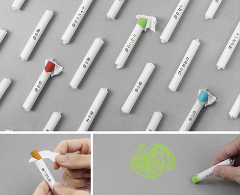 「りんごの色」をめくると緑のクレヨンが　予想と違う色が出てくる文房具のアイデアがステキ