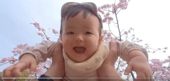 桜の中で高い高い