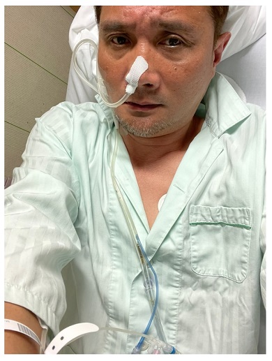 腸閉塞で入院治療中の竹原慎二