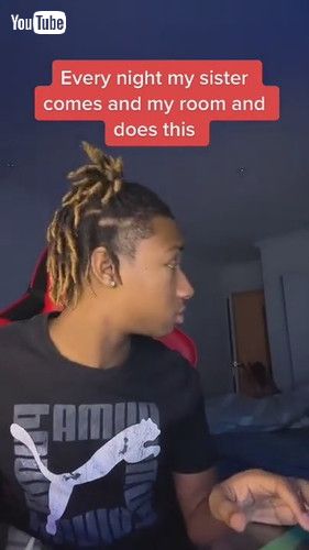 「Little Sister Hugs Guy And Kisses Him Goodnight Before Bed - 1306674」