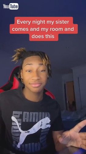 「Little Sister Hugs Guy And Kisses Him Goodnight Before Bed - 1306674」